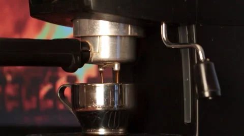 Making coffee in the coffee machine. slider shot. 動画素材 1219179