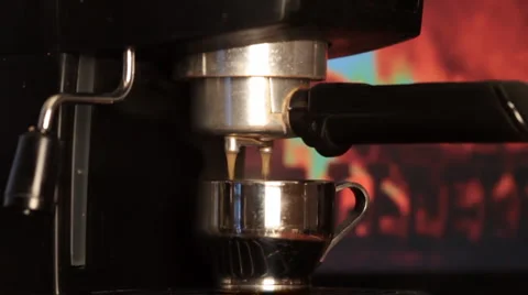 Making coffee in the coffee machine. slider shot. Stock Footage 1219919