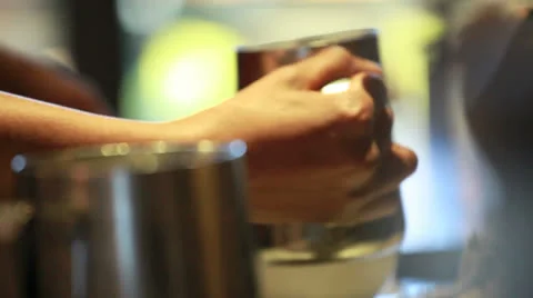Making a coffee at a coffee shop Stock Footage 24526966