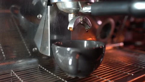 Making Coffee Cup On Espresso Machine In A Cafe Bistro Stock Footage 196162072