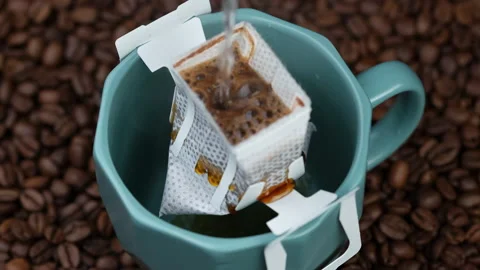Making coffee with drip coffee bag at Home Stock-Footage 254671670