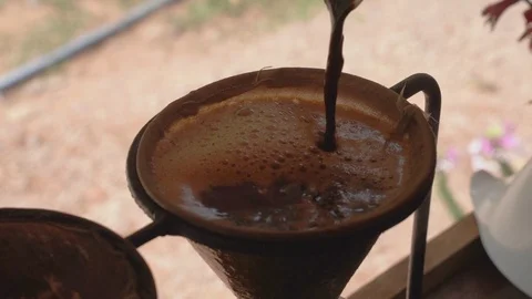 Making coffee drip with hot water Stock Footage 113517121