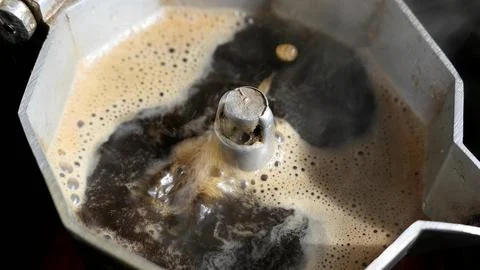 Making Coffee In Espresso Maker Stock Photos
