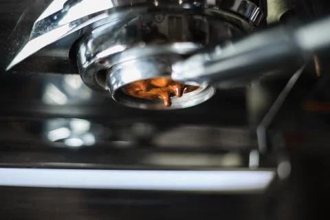 Making of coffee extraction from a espresso machine Stock Photos