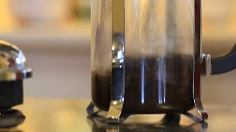 Making Coffee in French Press Stock Footage 86256081