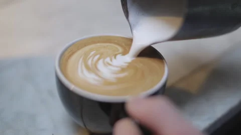Making a Coffee - Latte Art Stock Footage 68978947