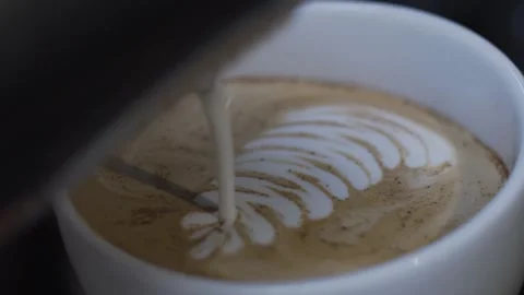 Making of coffee latte art. Video stock 130972042