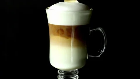 Making Coffee Latte Macchiato Milk Coffee Layers Video stock 72095909