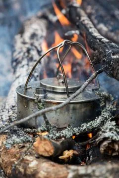 Making coffee outdoor Stock Photos