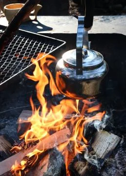 Making coffee over open fire Stock Photos