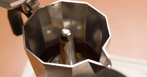 Making Coffee in retro coffee brewer Close up Slow Motion Stock Footage 98248683