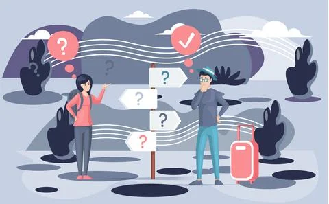 Making confusion choice of path. Man thought about solution to problem choose Stock Illustration