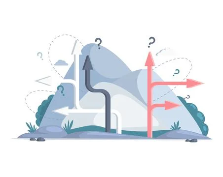 Making confusion choice of path. Solution to problem, choose options concept Stock Illustration