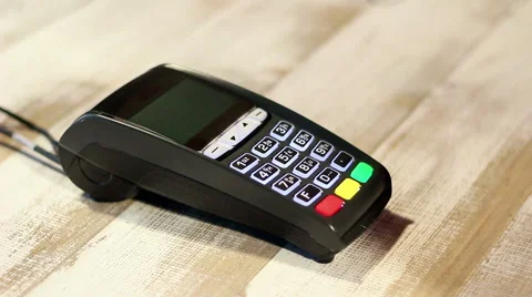 Making contactless payment using pos terminal with NFC chip Stock Footage 65392508