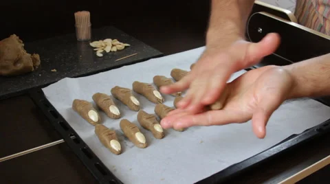 Making cookie witch fingers Stock-Footage 68628697