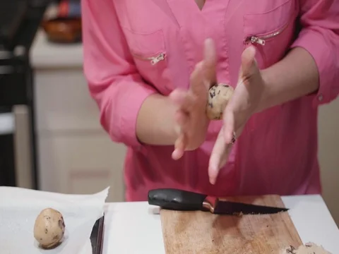 Making cookies with cookie dough Stock Footage 80739300