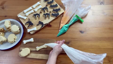 Making cookies for Halloween. Stock Footage 288239353