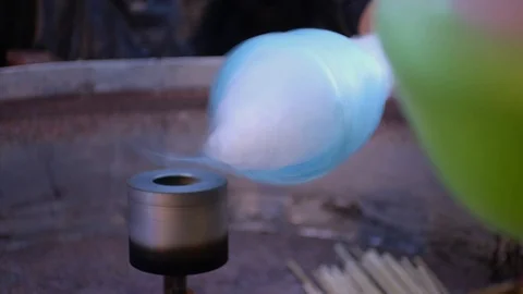 Making of cotton candy on festival. Street food. Stock Footage