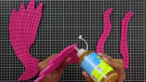 Making crafts with pink foami 003 Stock Footage 242961374