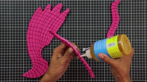 Making crafts with pink foami 004 Stock Footage 242961379