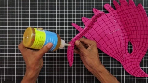 Making crafts with pink foami 005 Stock Footage 242961455