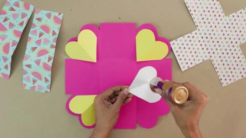 Making crafts. Spread glue and paste Stock Footage 168727746