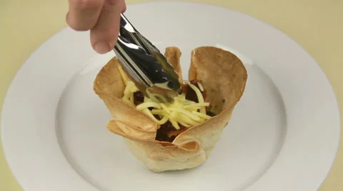Making Crispy Tortilla With Avocado Salsa Stock Footage 46949368