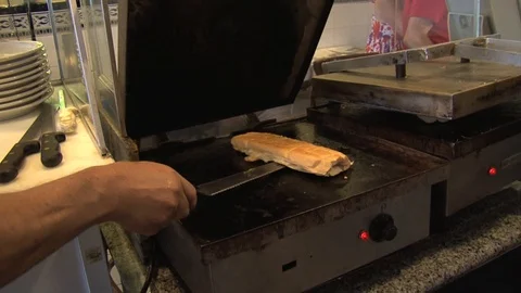 Making Cuban Sandwich Stock Footage 93713662