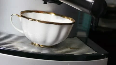 Making a cup of espresso coffee slider shot Stock Footage