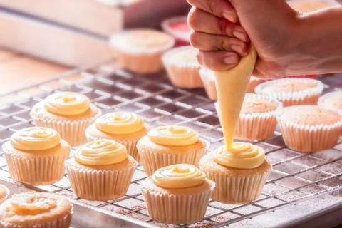 Making cupcakes Stock Photos