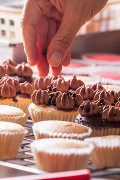Making cupcakes Stock Photos