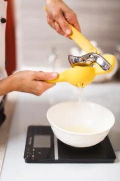 Making custard on home kitchen Stock Photos