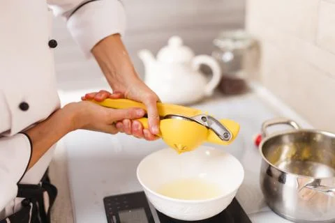 Making custard on home kitchen Stock Photos