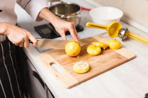 Making custard on home kitchen Stock Photos