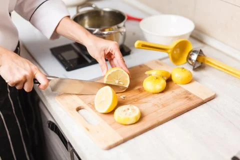 Making custard on home kitchen Stock Photos