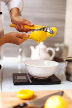 Making custard on home kitchen Stock Photos