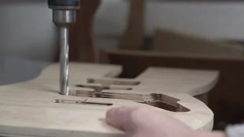 Making Custom Handmade Guitar Workshop Wood Stock Footage 231545155