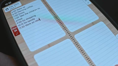 Making up the daily schedule in a Week Planner app Video stock 303466884
