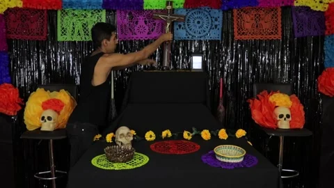 Making day of the dead offering 004 Stock Footage 170516276
