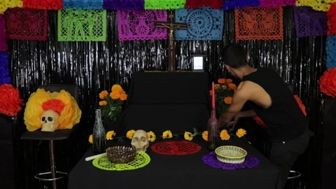 Making day of the dead offering 005 Stock Footage 170516307