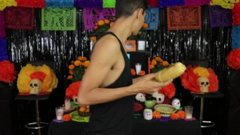 Making day of the dead offering 006 - tamales Stock Footage 170516325