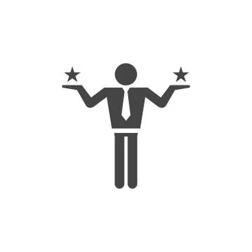 Making a decision or choice icon with stars and business man. Stock Illustration