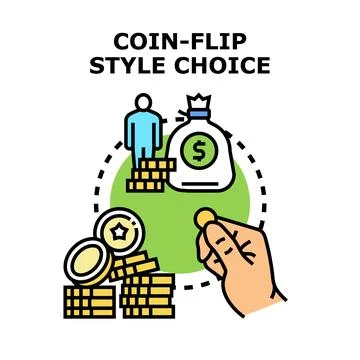 Making decision process using coin flip choice Stock Illustration