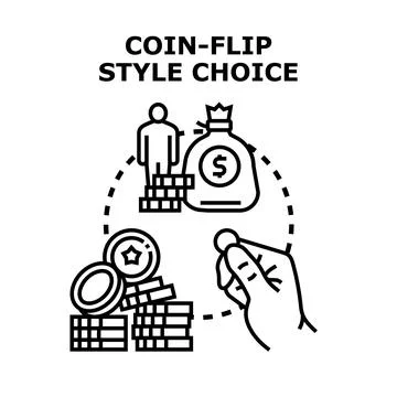 Making decision process using coin flip choice Stock Illustration