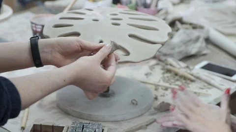 Making a decoration from clay Stock Footage 88733855