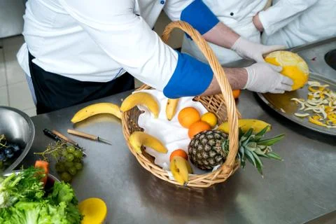 Making decorative fruit basket Stock Photos