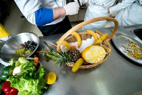 Making decorative fruit basket Stock Photos