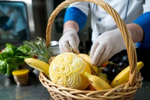 Making decorative fruit basket Stock Photos