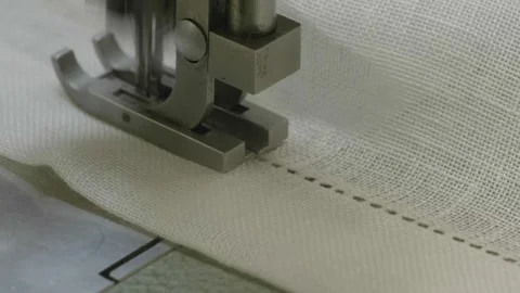 Making decorative seam on sewing machine Stock Footage 276870282