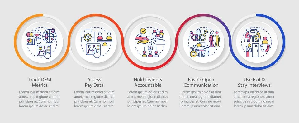 Making DEI efforts effective practices loop infographic template Stock Illustration